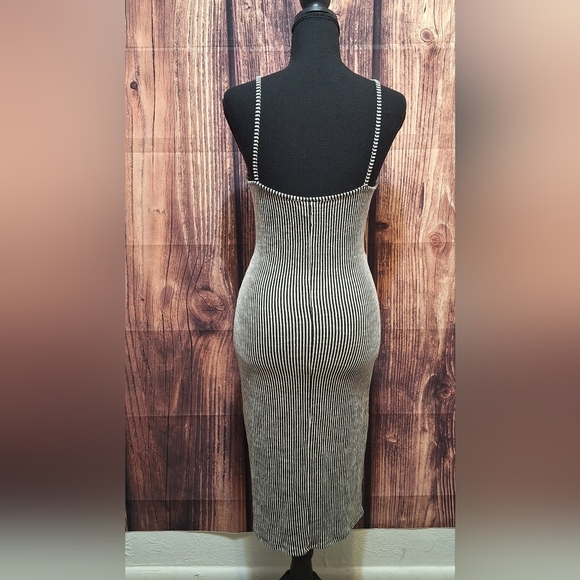 Caution To The Wind Black and White Striped Midi Dress - Picture 4 of 6